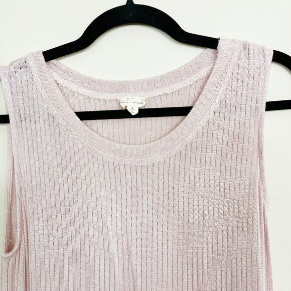 Hem & Thread Ribbed Sleeveless Tank Top Asymmetrical Side Tie Pink Purple Small - Picture 3 of 10